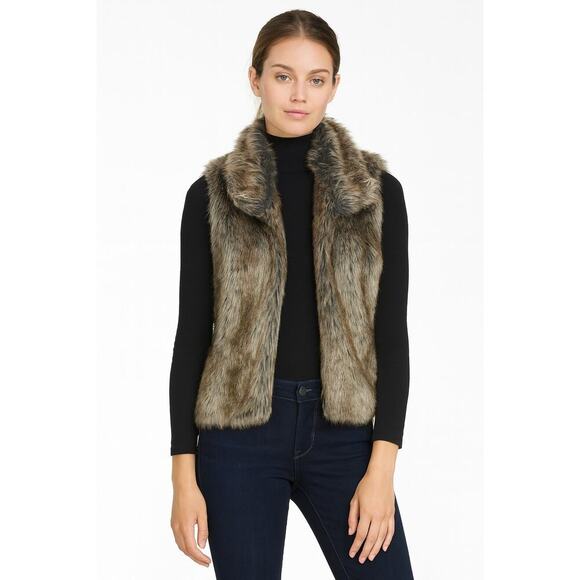 Elle Faux Fur Vest in Gray Size Large Boho Statement Festival Style - Picture 1 of 5